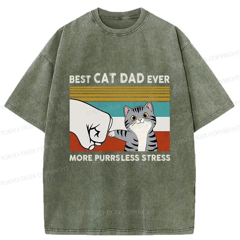 Tokyo-Tiger Funny Cat Dad Washed T-Shirt