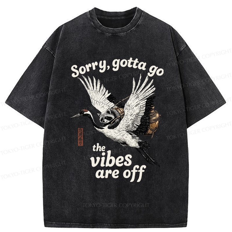 Tokyo-Tiger Raccoon Lying On The Red-Crowned Crane Washed T-Shirt