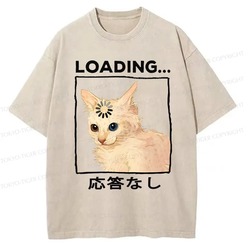 Tokyo-Tiger Funny Cat Loading Washed T-Shirt