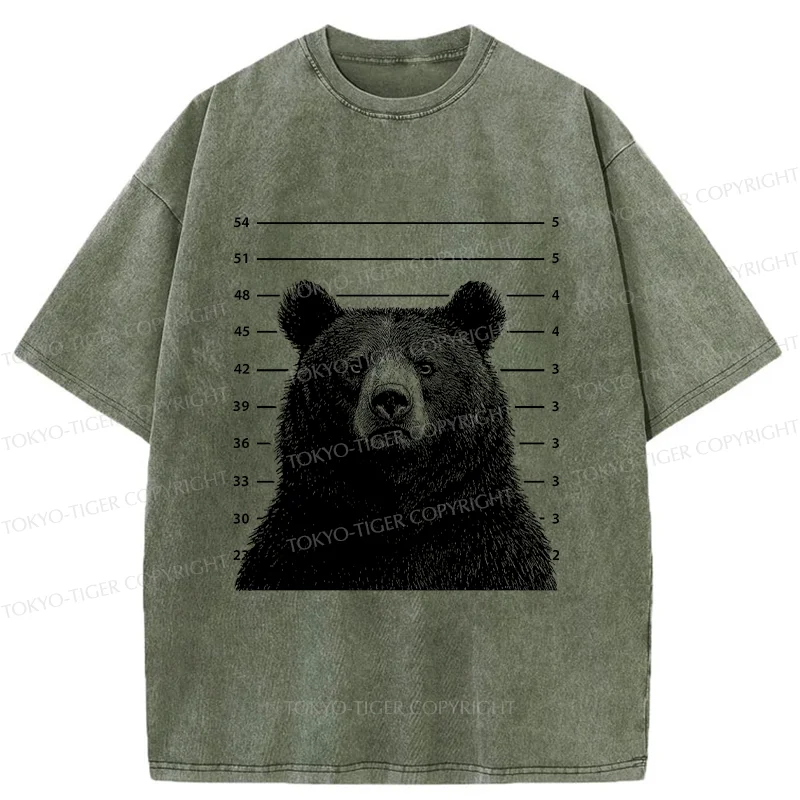 Tokyo-Tiger Arrested Bear Funny Washed T-Shirt
