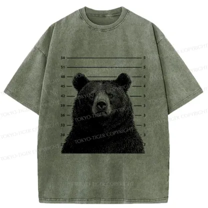 Tokyo-Tiger Arrested Bear Funny Washed T-Shirt