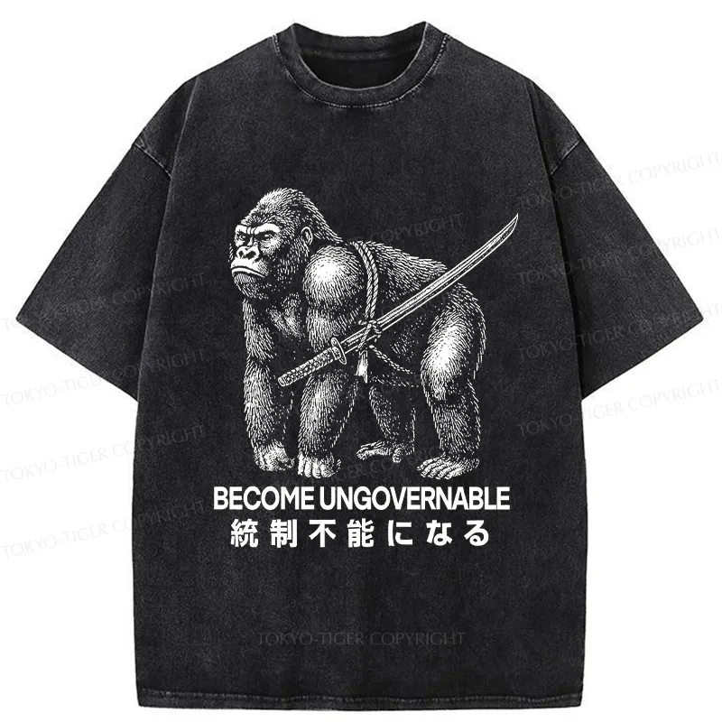 Tokyo-Tiger Gorilla Become Ungovernable Washed T-Shirt