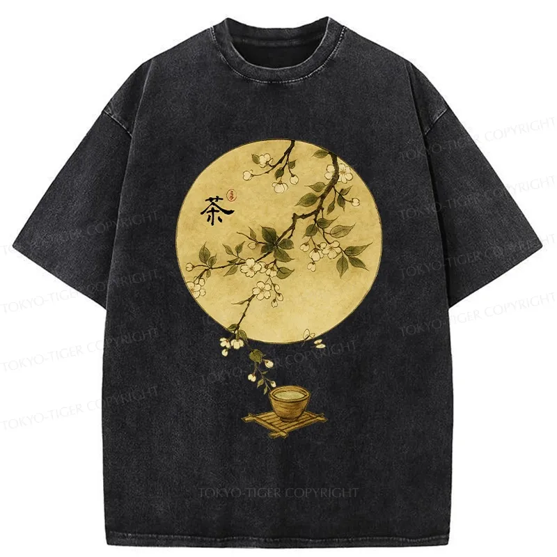 Tokyo-Tiger Serene Tea Ceremony Washed T-Shirt