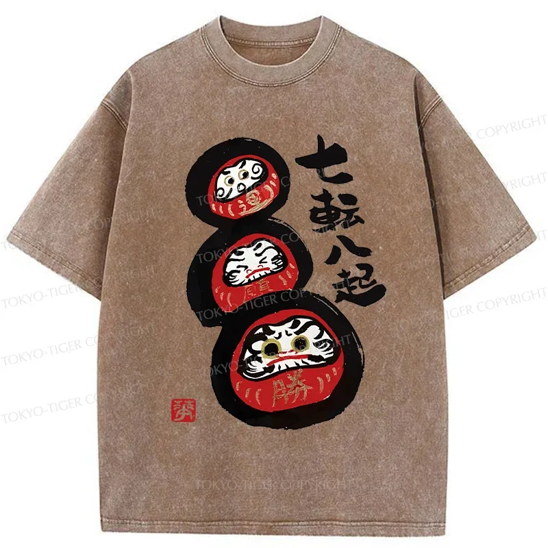 Tokyo-Tiger Funny Daruma Washed T-Shirt