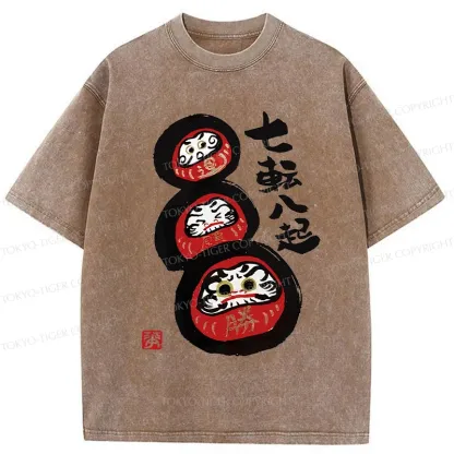 Tokyo-Tiger Funny Daruma Washed T-Shirt
