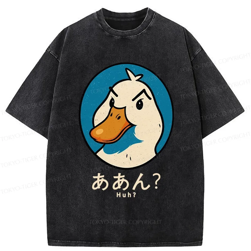 Tokyo-Tiger Funny Doubt Duck Washed T-Shirt