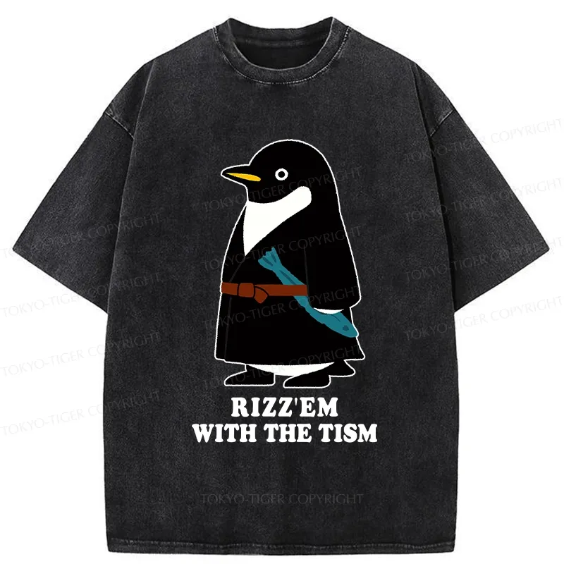 Tokyo-Tiger Rizz'Em With The Tism Washed T-Shirt