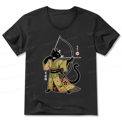 Tokyo-Tiger Japan Cat Archery V-Neck Classic T-Shirt