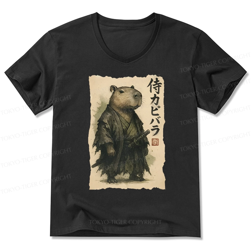 Tokyo-Tiger Capybara Samurai V-Neck Classic T-Shirt