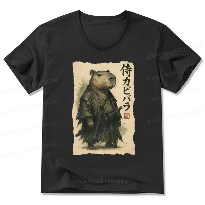 Tokyo-Tiger Capybara Samurai V-Neck Classic T-Shirt