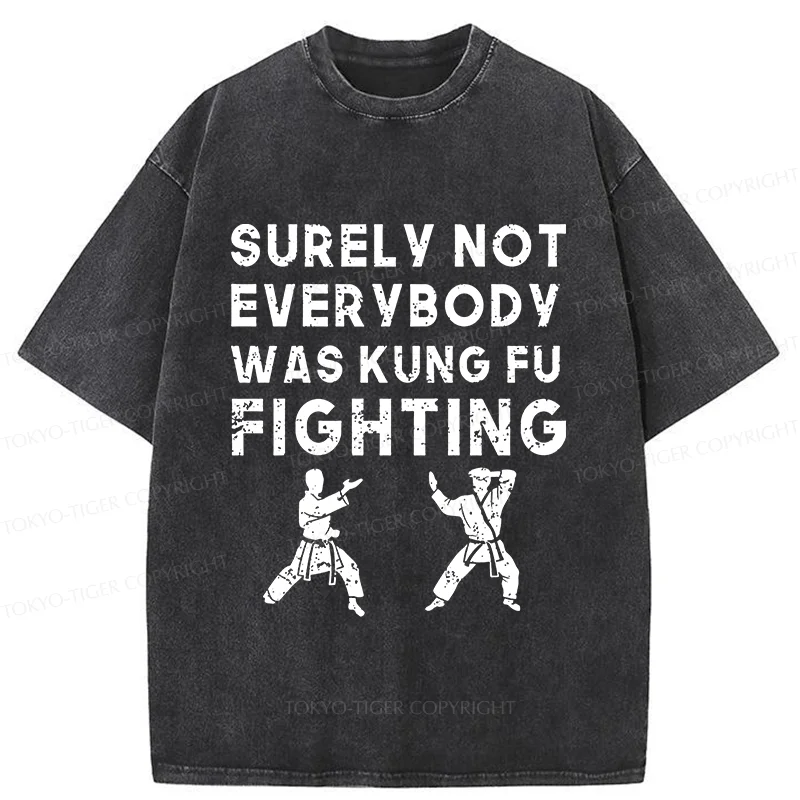 Tokyo-Tiger Funny Kung Fu Washed T-Shirt