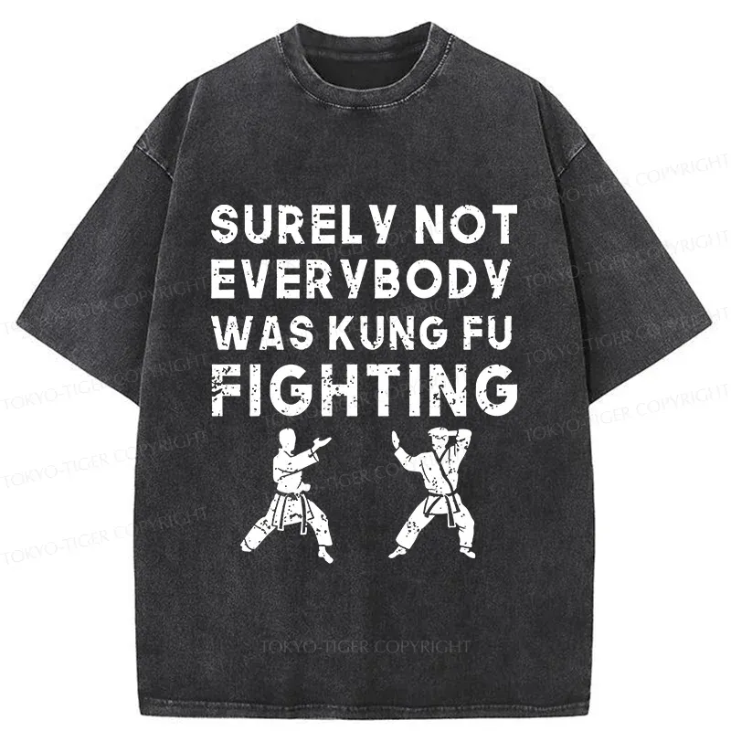 Tokyo-Tiger Funny Kung Fu Washed T-Shirt