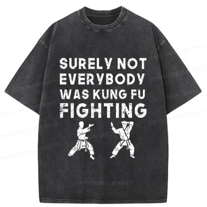 Tokyo-Tiger Funny Kung Fu Washed T-Shirt