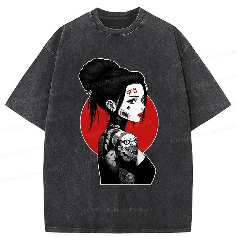 Tokyo-Tiger Mechanical Woman Washed T-Shirt