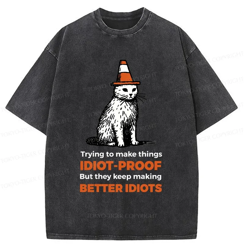 Tokyo-Tiger Stupid Cat Washed T-Shirt