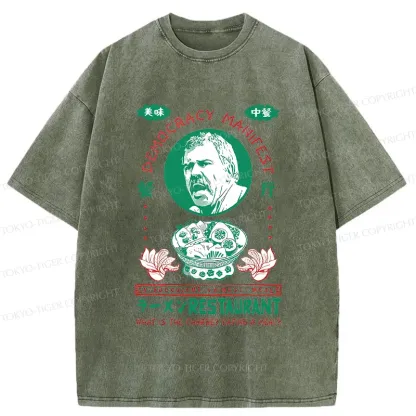Tokyo-Tiger Delicious Chinese Food Washed T-Shirt