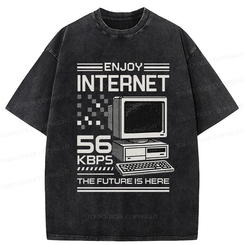 Tokyo-Tiger Enjoy The Internet Washed T-Shirt