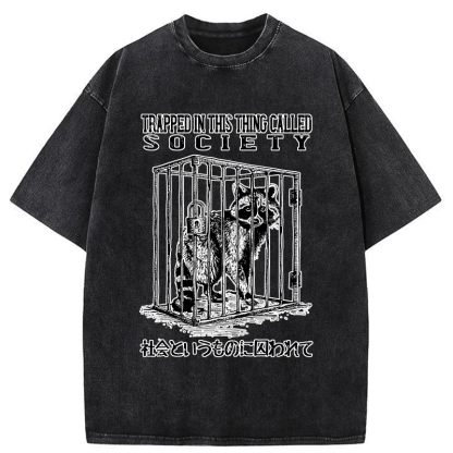 Tokyo-Tiger Trapped By Society Washed T-Shirt