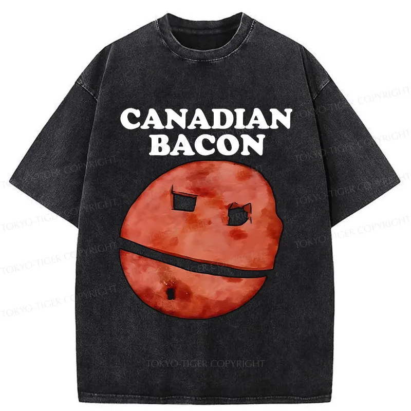 Tokyo-Tiger Funny Canadian Bacon Washed T-Shirt