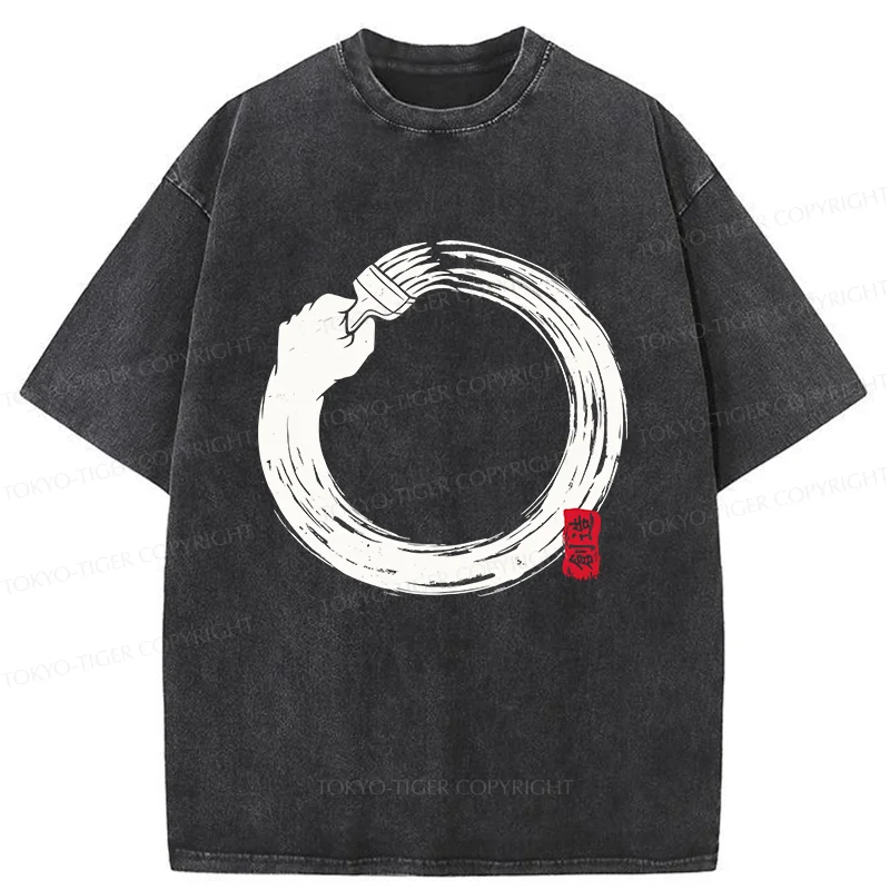 Tokyo-Tiger Painter's Enso Washed T-Shirt