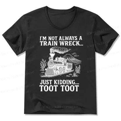 Tokyo-Tiger Funny Train Jokes V-Neck Classic T-Shirt