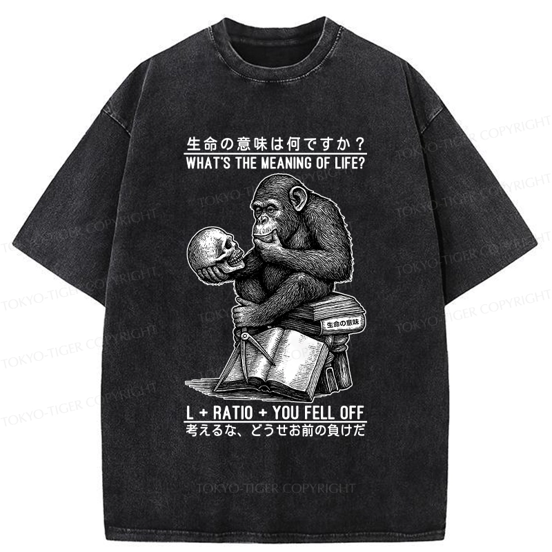 Tokyo-Tiger What's The Meaning Of Life? Washed T-Shirt