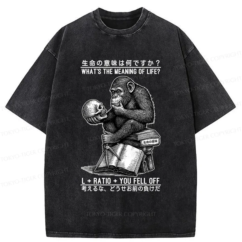 Tokyo-Tiger What's The Meaning Of Life? Washed T-Shirt