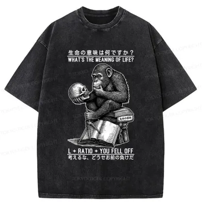 Tokyo-Tiger What's The Meaning Of Life? Washed T-Shirt