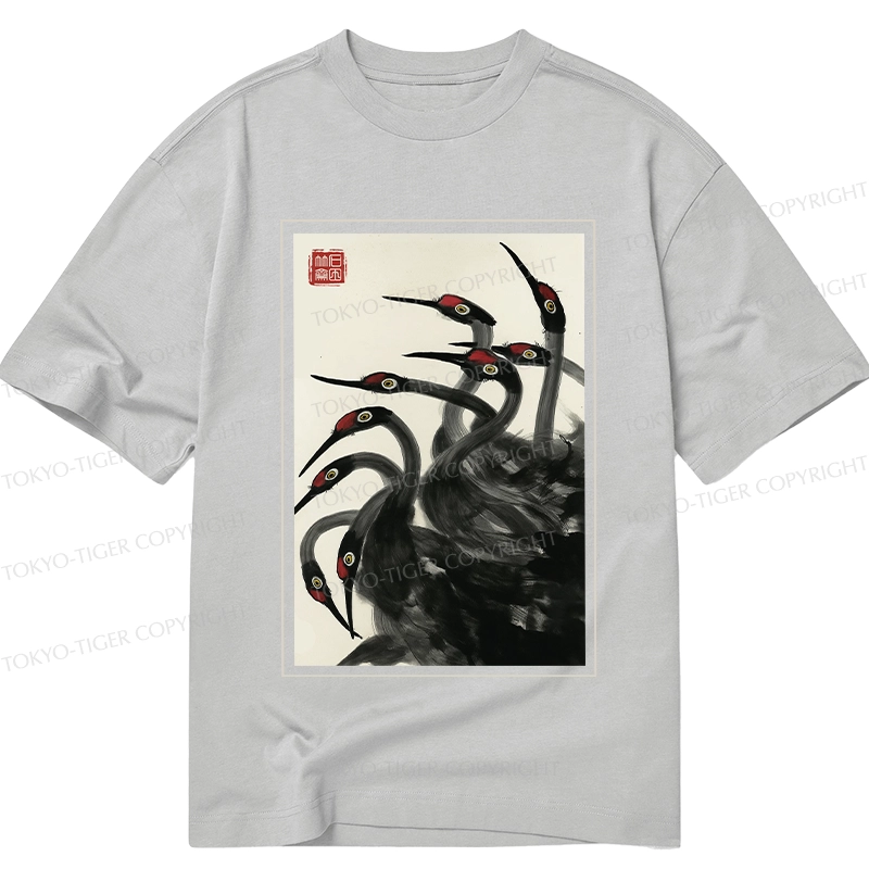 Tokyo-Tiger Retro Red Crowned Crane Classic T-Shirt