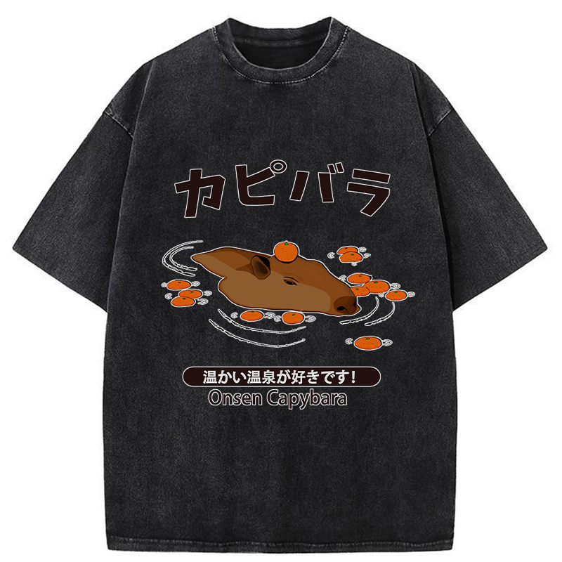 Tokyo-Tiger Onsen Capybara Washed T-Shirt