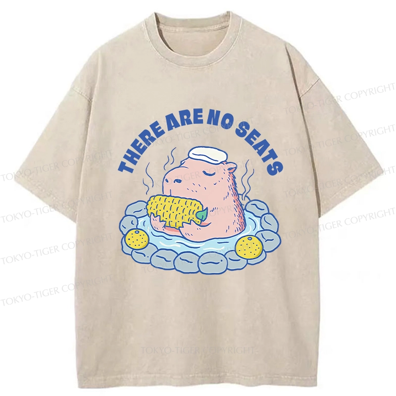 Tokyo-Tiger Capybara Enjoying Hot Springs Washed T-Shirt