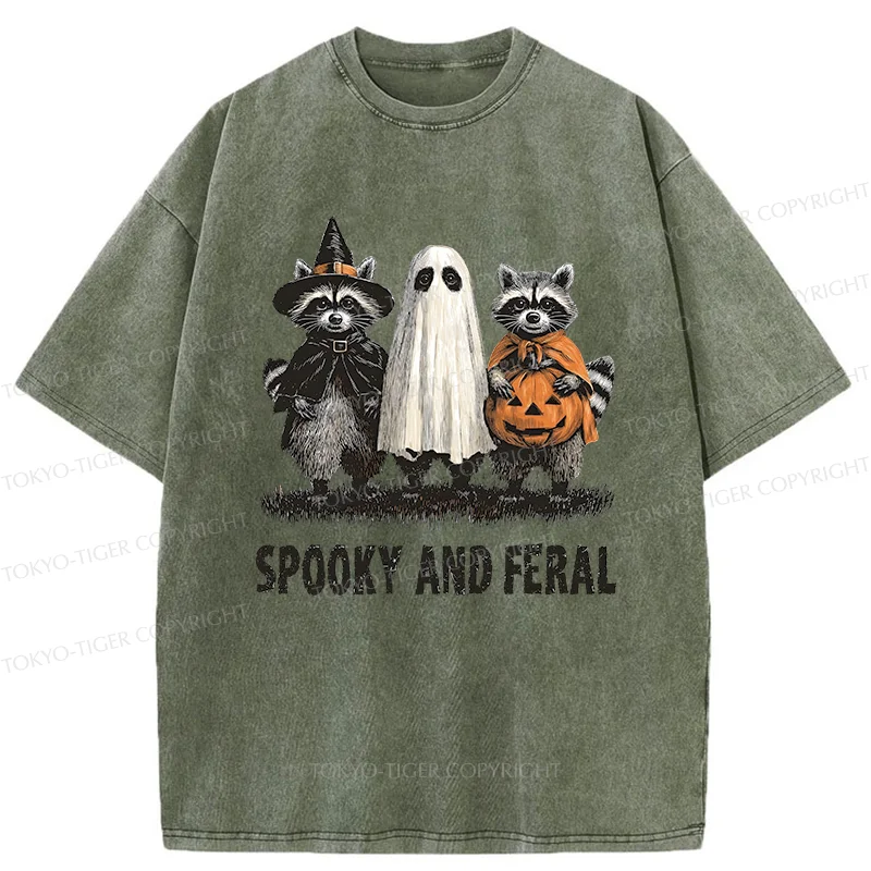 Tokyo-Tiger Halloween Raccoon Washed T-Shirt