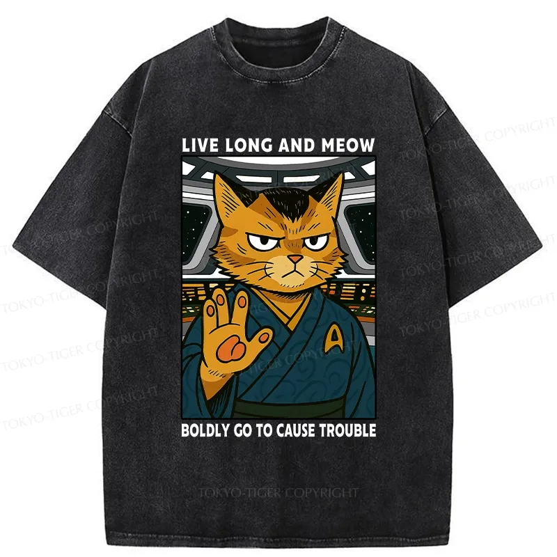 Tokyo-Tiger Intergalactic Troublemaker Cat Washed T-Shirt