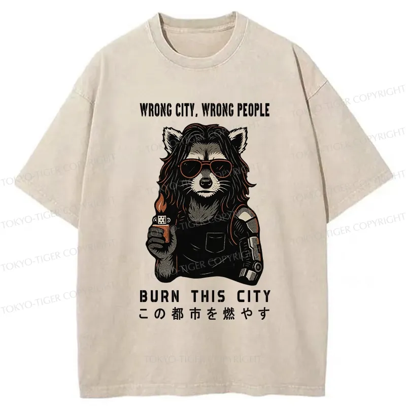 Tokyo-Tiger Wrong City Wrong People Washed T-Shirt