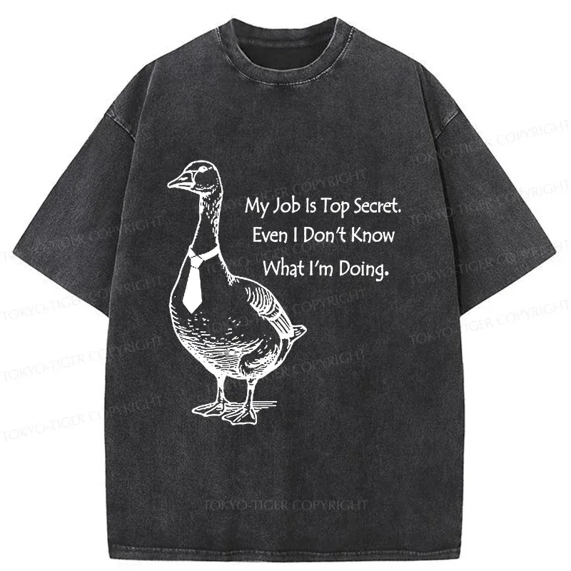 Tokyo-Tiger Serious Goose Funny Washed T-Shirt