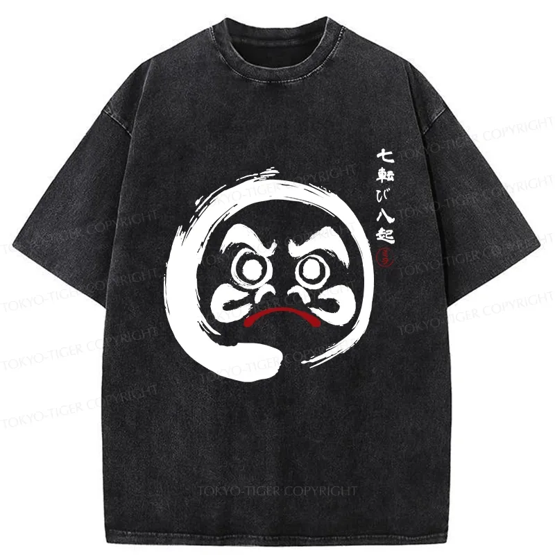 Tokyo-Tiger Retro Daruma Enso Washed T-Shirt