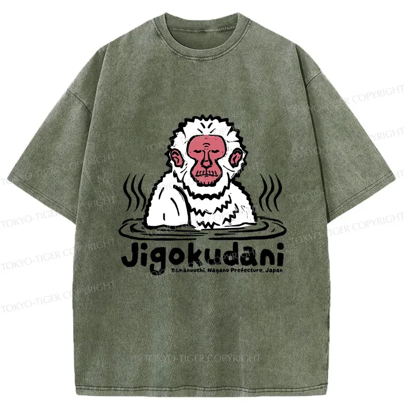 Tokyo-Tiger Japanese Hot Spring Monkey Washed T-Shirt