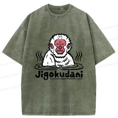 Tokyo-Tiger Japanese Hot Spring Monkey Washed T-Shirt