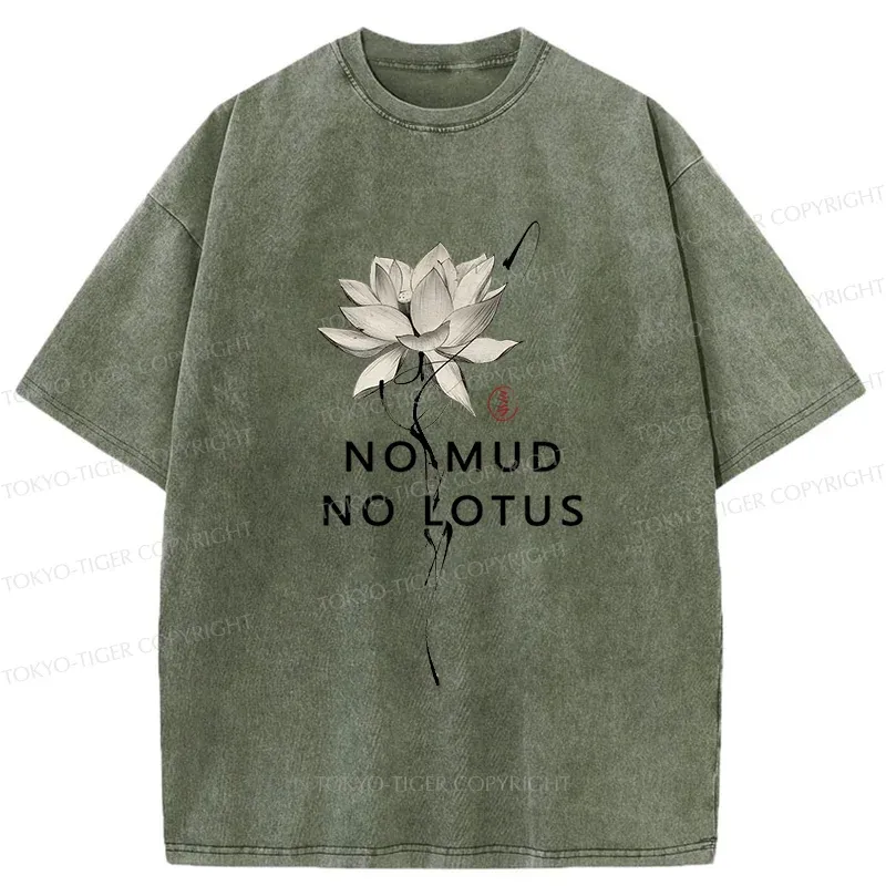 Tokyo-Tiger Japanese Zen Lotus Washed T-Shirt