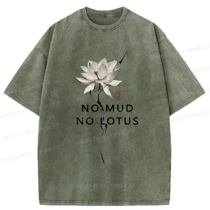 Tokyo-Tiger Japanese Zen Lotus Washed T-Shirt