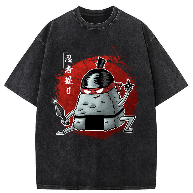 Tokyo-Tiger Rice Ball Ninja Washed T-Shirt