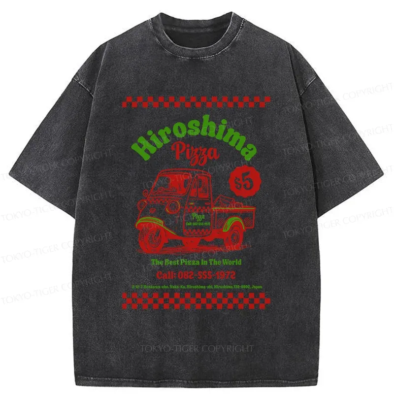 Tokyo-Tiger Pizza Delivery Washed T-Shirt
