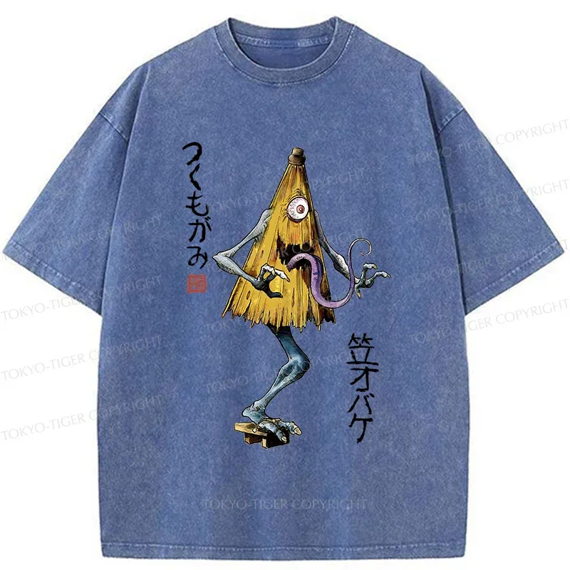 Tokyo-Tiger Japanese Umbrella Yokai Washed T-Shirt