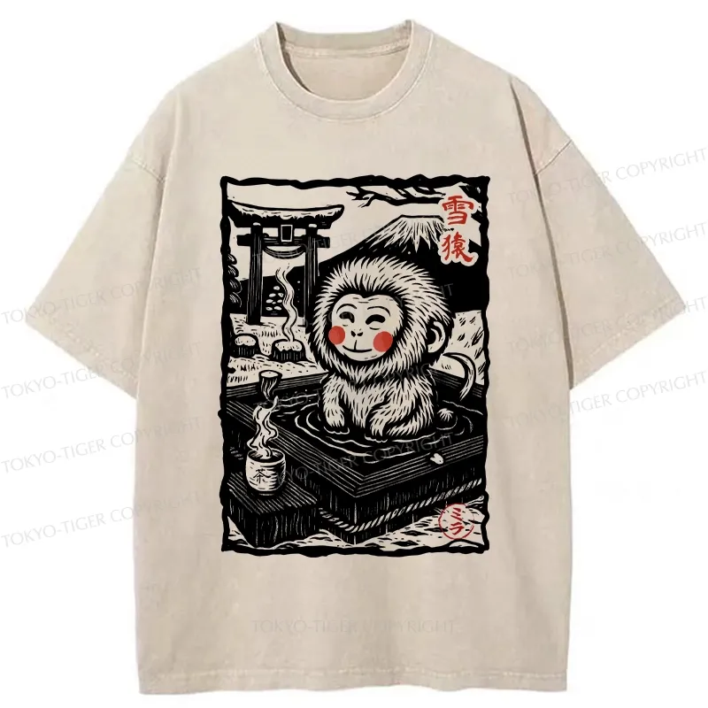 Tokyo-Tiger Japanese Snow Monkey Washed T-Shirt