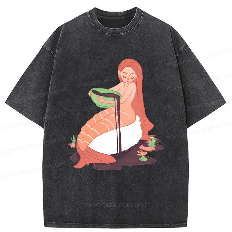 Tokyo-Tiger Sushi Mermaid Washed T-Shirt
