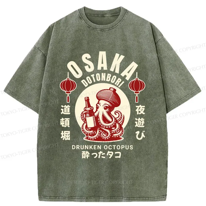 Tokyo-Tiger Retro Osaka Octopus Washed T-Shirt