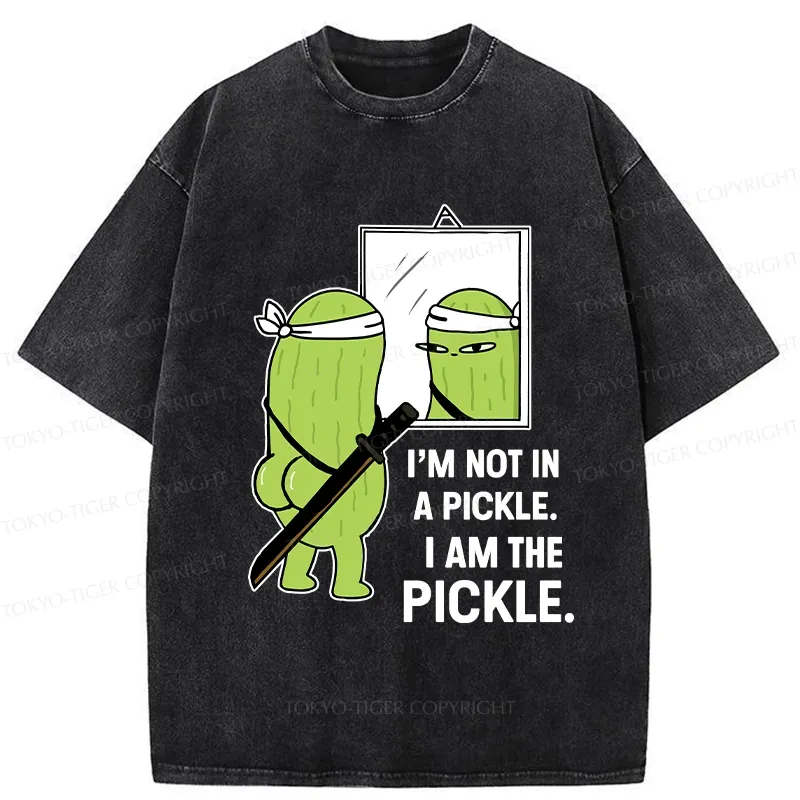 Tokyo-Tiger Funny I Am The Pickle Washed T-Shirt