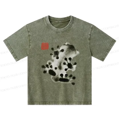 Tokyo-Tiger Ink Painting Frog Kids Washed T-Shirt