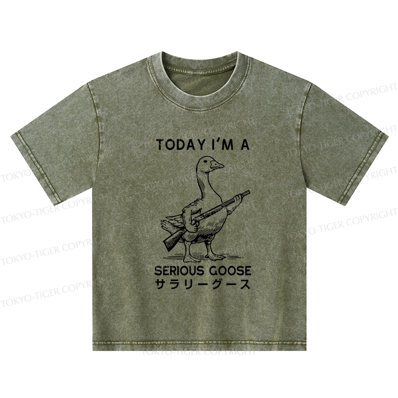 Tokyo-Tiger Serious Stupid Goose Kids Washed T-Shirt