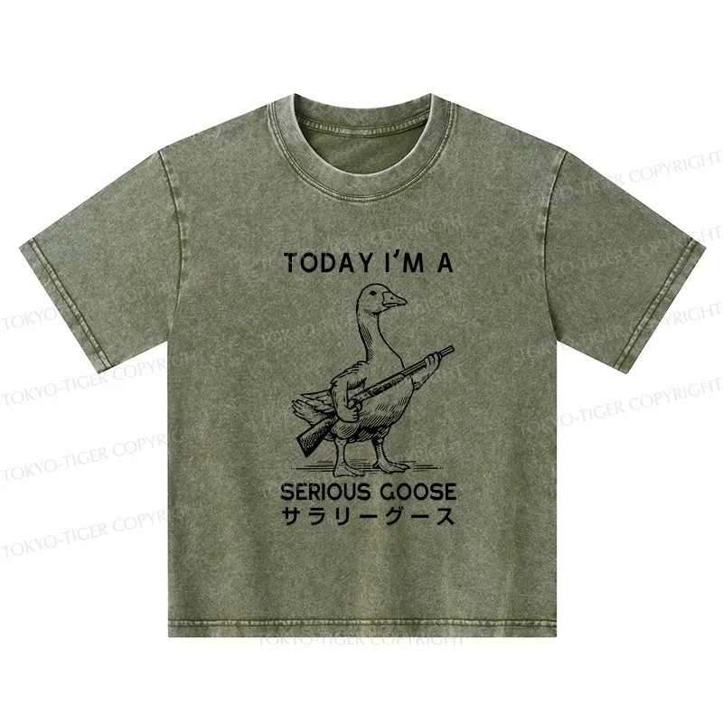 Tokyo-Tiger Serious Stupid Goose Kids Washed T-Shirt